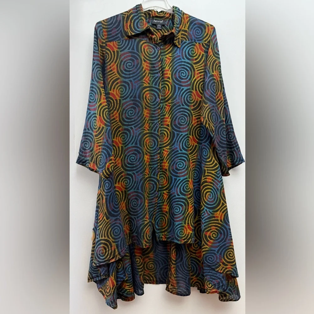 Vibrant Multicolor Asymmetrical Swirl Dress